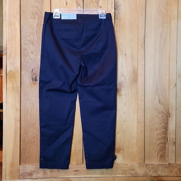 Talbots Perfect Crop Slim Leg Mid Rise Nautical Casual Pants, Size 2, Dark Blue - Picture 2 of 10